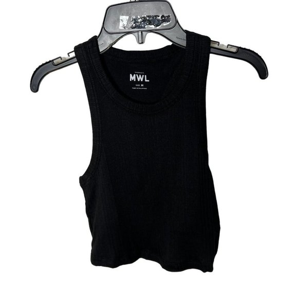 Madewell $48 Variegated Rib Drop Top Black Size M NJ129 - Picture 2 of 8